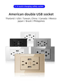 American Standard Dual USB Wall Socket Smart Home Appliance Plug Adapter Type-c 3.1A Fast Charging