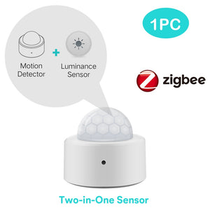 Zigbee 2 in 1 Mini PIR Motion Human Body Sensor Detector Security Alarm Brightness Luminance Detection Lux Meter Tuya Smart Life