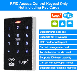 WiFi Door Access Control Keypad IP68 Waterproof RFID Keyboard Controller Reader Touch Door Opener APP Remote Unlock WG26/34