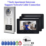 Network cable connection 7&quot; Video Intercom Door Phone System 6/4/3/2 Monitors + RFID Access Outdoor Camera for 6~2 Family House