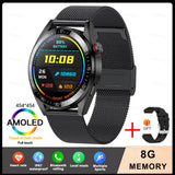 New Smart Watchsmart Mens 8G Memory Local Music Player 454*454 AMOLED Screen Bluetooth Call Sports Man Smartwatch For Samsung Huawei