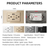 American Standard Dual USB Wall Socket Smart Home Appliance Plug Adapter Type-c 3.1A Fast Charging