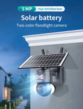 4G SIM Solar Camera Outdoor Solar Panel 5MP HD WIFI Wireless Security CCTV 21000mAh Battery with Anti-theft Siren Alarm