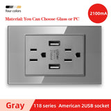 American Standard Dual USB Wall Socket Smart Home Appliance Plug Adapter Type-c 3.1A Fast Charging
