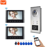 7 Inch WiFi Video Intercom for 2~12 Apartments Door Access Control System Tuya Smart APP Remote Unlock,Call and Monitor