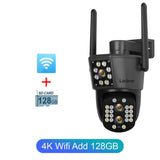 Looline 4K 8MP Linkage IP Camera Outdoor Three Lens Dual Screen WiFi PTZ 10X Optical Zoom Auto Tracking 2-Way Talk CCTV Camera