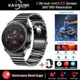 ECG+PPG Painless Non invasive Blood Glucose Smart Watch Men sangao Laser Treatment Blood Pressure Health Sports Smartwatch Men