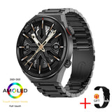 New smartwatch Men&#39;s AMOLED 390*390 HD screen forever displays time fitness bracelet waterproof stainless steel Bluetooth calls