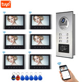7 Inch WiFi Video Intercom for 2~12 Apartments Door Access Control System Tuya Smart APP Remote Unlock,Call and Monitor