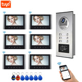 7 Inch WiFi Video Intercom for 2~12 Apartments Door Access Control System Tuya Smart APP Remote Unlock,Call and Monitor