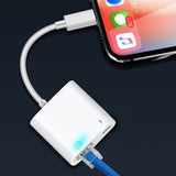 Lightning to RJ45 Adapter 2 in 1 Ethernet LAN Network Adapter with Charge Port Compatible with iPhone/iPad/iPod Plug and Play