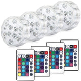 10leds RGB Led Submersible Light Underwater Night Lamp Battery Operated Garden Swimming Pool Light for Wedding Party Vase Bowl
