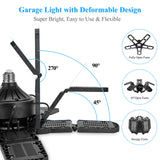LED Garage Lights with 10 Adjustable Panels E26/E27 Ceiling Shop Work Lamp 80W 150W 6500K Bulb for Workshop Industrial Lighting