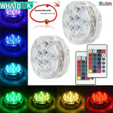 10leds RGB Led Submersible Light Underwater Night Lamp Battery Operated Garden Swimming Pool Light for Wedding Party Vase Bowl