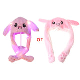 Adult Kids Light Up Plush Animal Hat with Moving Ears Cartoon Rabbit Bunny Panda LED Glowing Earflap Cap Stuffed Toys