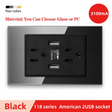 American Standard Dual USB Wall Socket Smart Home Appliance Plug Adapter Type-c 3.1A Fast Charging