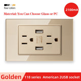 American Standard Dual USB Wall Socket Smart Home Appliance Plug Adapter Type-c 3.1A Fast Charging