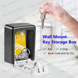 Wall Mount Key Lock Box 4 Digit Password Code Security Lock No Key for Home Office Key Safe Secret Storage Box Organizer
