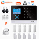 Wireless WIFI GSM Home Security Alarm System - Smart Life APP With Motion Sensor Detector Compatible With Alexa &amp; Google