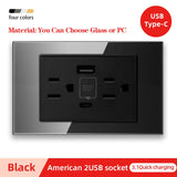 American Standard Dual USB Wall Socket Smart Home Appliance Plug Adapter Type-c 3.1A Fast Charging