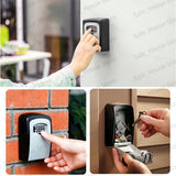 Wall Mount Key Lock Box 4 Digit Password Code Security Lock No Key for Home Office Key Safe Secret Storage Box Organizer