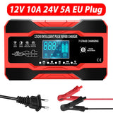 12V / 24V Car Battery Charger Full Automatic Intelligent Fast Charging Pulse Repair Charger for AGM GEL WET Lead Acid