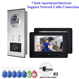 Network cable connection 7&quot; Video Intercom Door Phone System 6/4/3/2 Monitors + RFID Access Outdoor Camera for 6~2 Family House