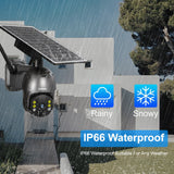 4MP Wifi Solar Camera Outdoor 360° View Pan Tilt Spotlight Battery Powered 4G Security System Camera 2Way Voice Intercom PTZ Cam