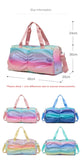Rainbow Colorful Gym Bag Women's Handbags Travel Fitness Sports Girls Duffel Yoga Shoes Shoulder Bag Waterproof Dry Wet Pocket