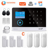 Wireless WIFI GSM Home Security Alarm System - Smart Life APP With Motion Sensor Detector Compatible With Alexa &amp; Google