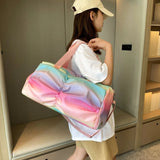 Rainbow Colorful Gym Bag Women's Handbags Travel Fitness Sports Girls Duffel Yoga Shoes Shoulder Bag Waterproof Dry Wet Pocket