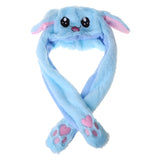 Adult Kids Light Up Plush Animal Hat with Moving Ears Cartoon Rabbit Bunny Panda LED Glowing Earflap Cap Stuffed Toys