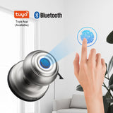 Round Knob Tuya Bluetooth Smart Lock Easy Install Cylindrical Electronic Digital Biometric Fingerprint Lock for Smart Home