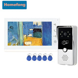 Homefong White  Video Door Phone Intercom System RFID Unlock 7 Inch Indoor Screen With Outdoor Doorbell Camera Waterproof Home