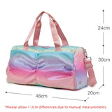 Rainbow Colorful Gym Bag Women's Handbags Travel Fitness Sports Girls Duffel Yoga Shoes Shoulder Bag Waterproof Dry Wet Pocket