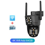 Looline 4K 8MP Linkage IP Camera Outdoor Three Lens Dual Screen WiFi PTZ 10X Optical Zoom Auto Tracking 2-Way Talk CCTV Camera