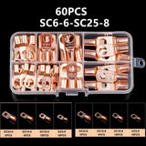 260/240/60CPS Assortment Car Auto Copper Ring Terminal Wire Crimp Connector Bare Cable Battery Terminals Soldered Connectors Kit