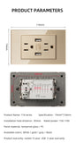 American Standard Dual USB Wall Socket Smart Home Appliance Plug Adapter Type-c 3.1A Fast Charging
