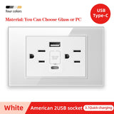 American Standard Dual USB Wall Socket Smart Home Appliance Plug Adapter Type-c 3.1A Fast Charging