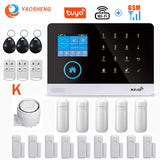 Wireless WIFI GSM Home Security Alarm System - Smart Life APP With Motion Sensor Detector Compatible With Alexa &amp; Google