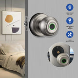 Round Knob Tuya Bluetooth Smart Lock Easy Install Cylindrical Electronic Digital Biometric Fingerprint Lock for Smart Home