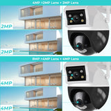 8MP Dual Screen PTZ Wifi Surveillance AI Human Detect Camera Bluetooth Connectinvity 3 Night Vision Modes IP66 Waterproof ICSEE