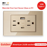 American Standard Dual USB Wall Socket Smart Home Appliance Plug Adapter Type-c 3.1A Fast Charging