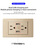 American Standard Dual USB Wall Socket Smart Home Appliance Plug Adapter Type-c 3.1A Fast Charging