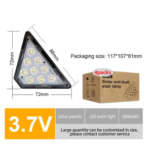 LED Solar Step Lights Outdoor Stair Lights Triangle Solar Deck Lamp Waterproof IP67 Super Bright Decoration Lights Yard Patio
