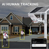 5MP 4G SIM Card Security Floodlight IP Camera Wireless 1080P Outdoor PTZ CCTV Surveillance Cam 40W 20A Battery Solar Panel CamHi