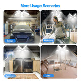 LED Garage Lights with 10 Adjustable Panels E26/E27 Ceiling Shop Work Lamp 80W 150W 6500K Bulb for Workshop Industrial Lighting