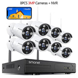 Smonet 8PCS 3MP HD Wireless Security Camera System Wifi CCTV Surveillance IP Cameras Outdoor Indoor Audio Waterproof For Home