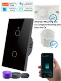 Tuya WiFi Smart Light Switch Alexa Google Home 110V 220V No Neutral Wire Single Fire RF433Mhz Remote 1 2 3 Gang