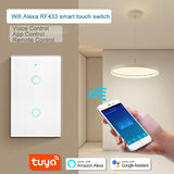 Tuya WiFi Smart Light Switch Alexa Google Home 110V 220V No Neutral Wire Single Fire RF433Mhz Remote 1 2 3 Gang